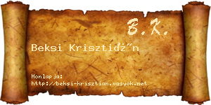 Beksi Krisztián névjegykártya